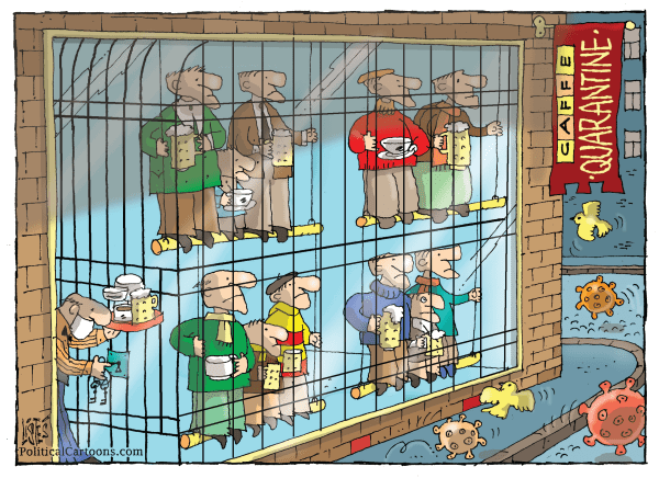 Caffe Quarantine by Nikola Listes, Croatia, politicalcartoons.com